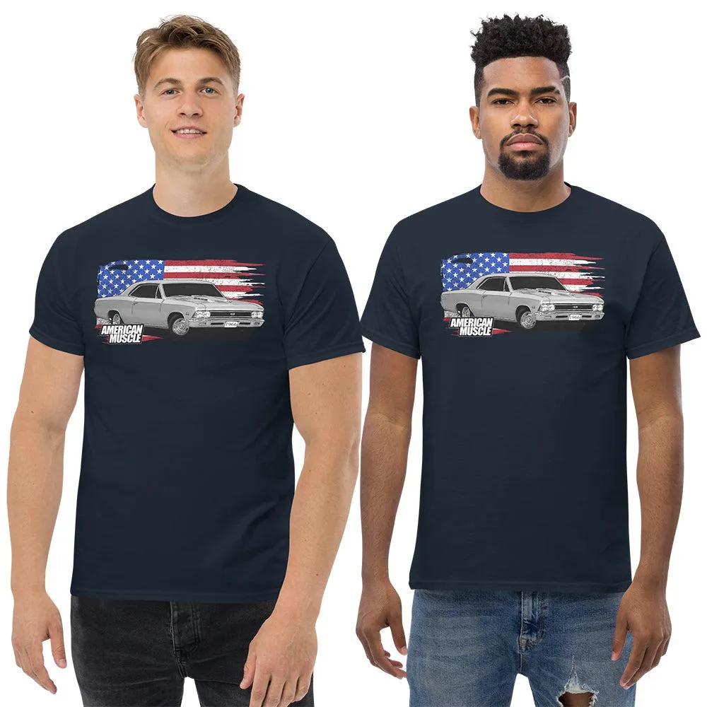 1966 Chevelle T-Shirt American Muscle Car Tee With American Flag Design