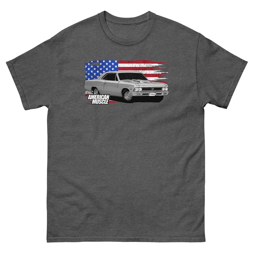 1966 Chevelle T-Shirt American Muscle Car Tee With American Flag Design