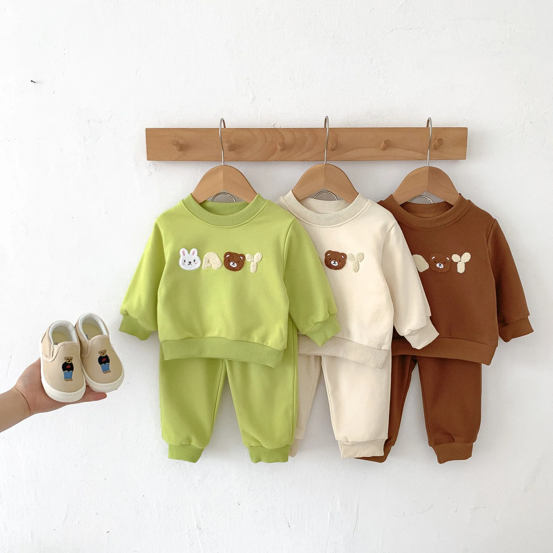 2 Pieces Set Baby Kid Girls Boys Cartoon Hoodies Sweatshirts And Solid Color Pants Wholesale 23101913