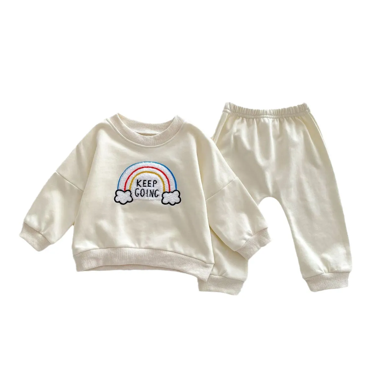 2 Pieces Set Baby Kid Girls Boys Rainbow Hoodies Sweatshirts And Solid Color Pants Wholesale 23101966