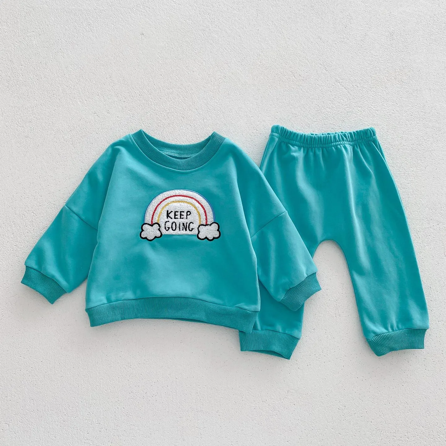 2 Pieces Set Baby Kid Girls Boys Rainbow Hoodies Sweatshirts And Solid Color Pants Wholesale 23101966