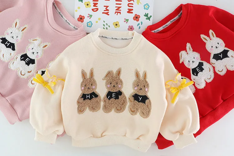 2 Pieces Set Baby Kid Girls Cartoon Bow Hoodies Swearshirts And Color-blocking Pants