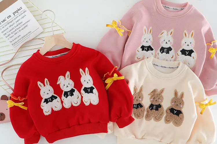 2 Pieces Set Baby Kid Girls Cartoon Bow Hoodies Swearshirts And Color-blocking Pants