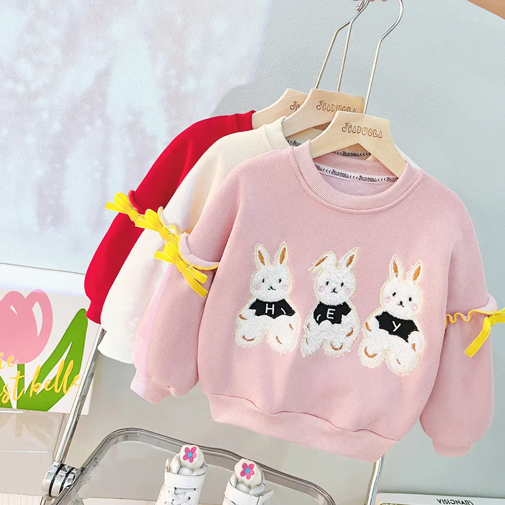 2 Pieces Set Baby Kid Girls Cartoon Bow Hoodies Swearshirts And Color-blocking Pants