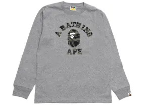 A Bathing Ape 1st Camo Camo College L/S Tee in Grey xld