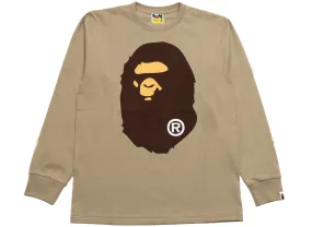 A Bathing Ape Big Ape Head L/S Tee in Beige xld