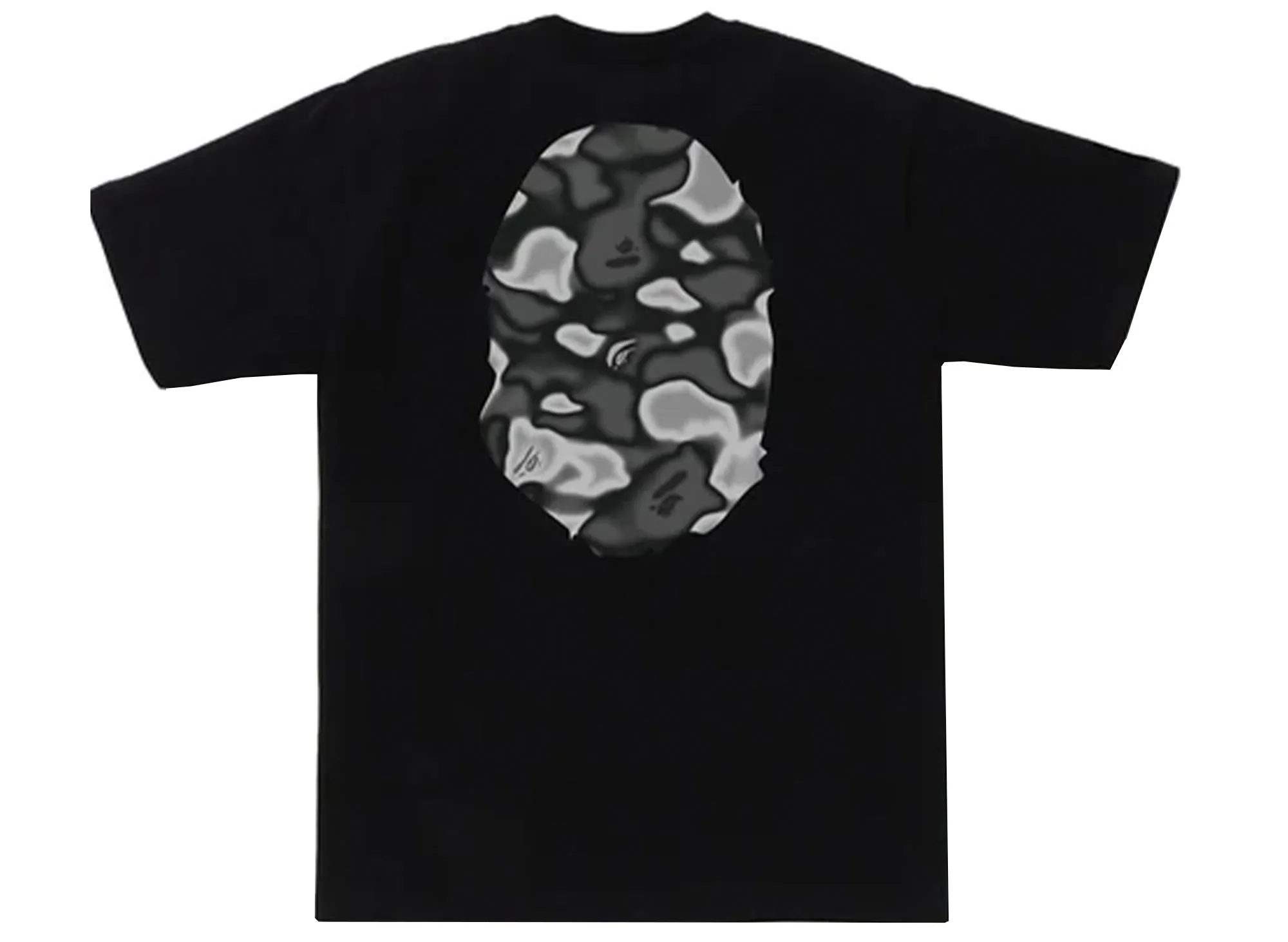 A Bathing Ape Liquid Camo Big Head Ape Tee in Black xld