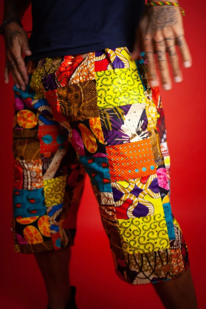 African Patchwork Shorts - Festival Shorts