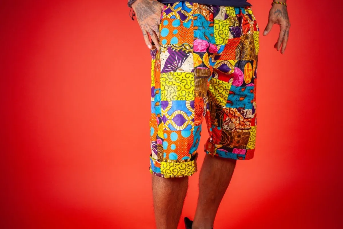 African Patchwork Shorts - Festival Shorts