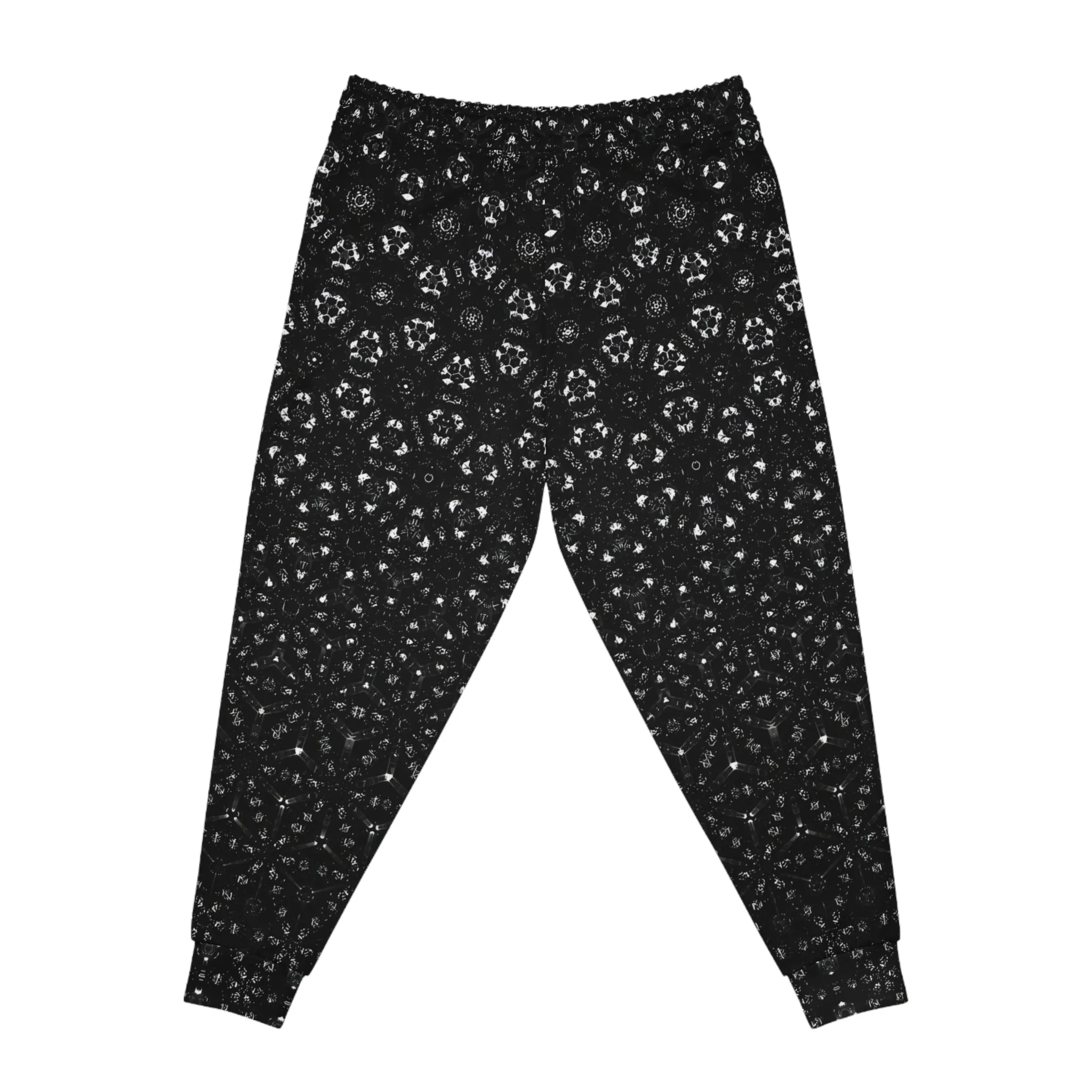 Almost Black Molecule Sacred Geometric Hexagonal Unisex Warm Festie or Trippy Psychedelic Rave Joggers by Meta Zen