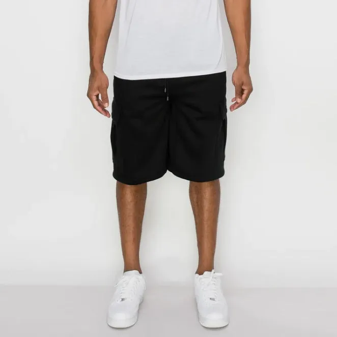 Black Cargo Fleece Shorts FL76