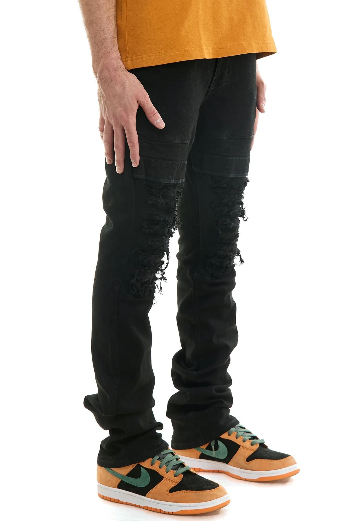 Black Men's Stacked Jeans