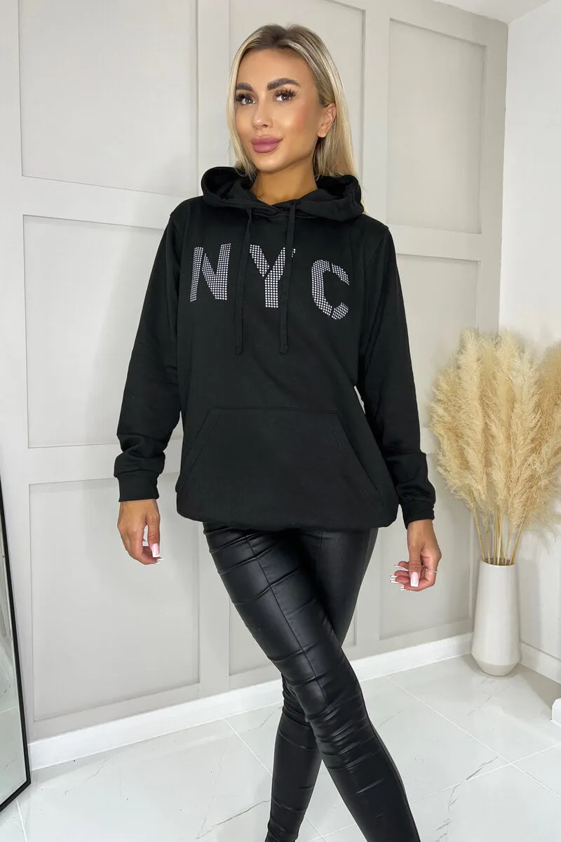 Black NYC Slogan Hoodie