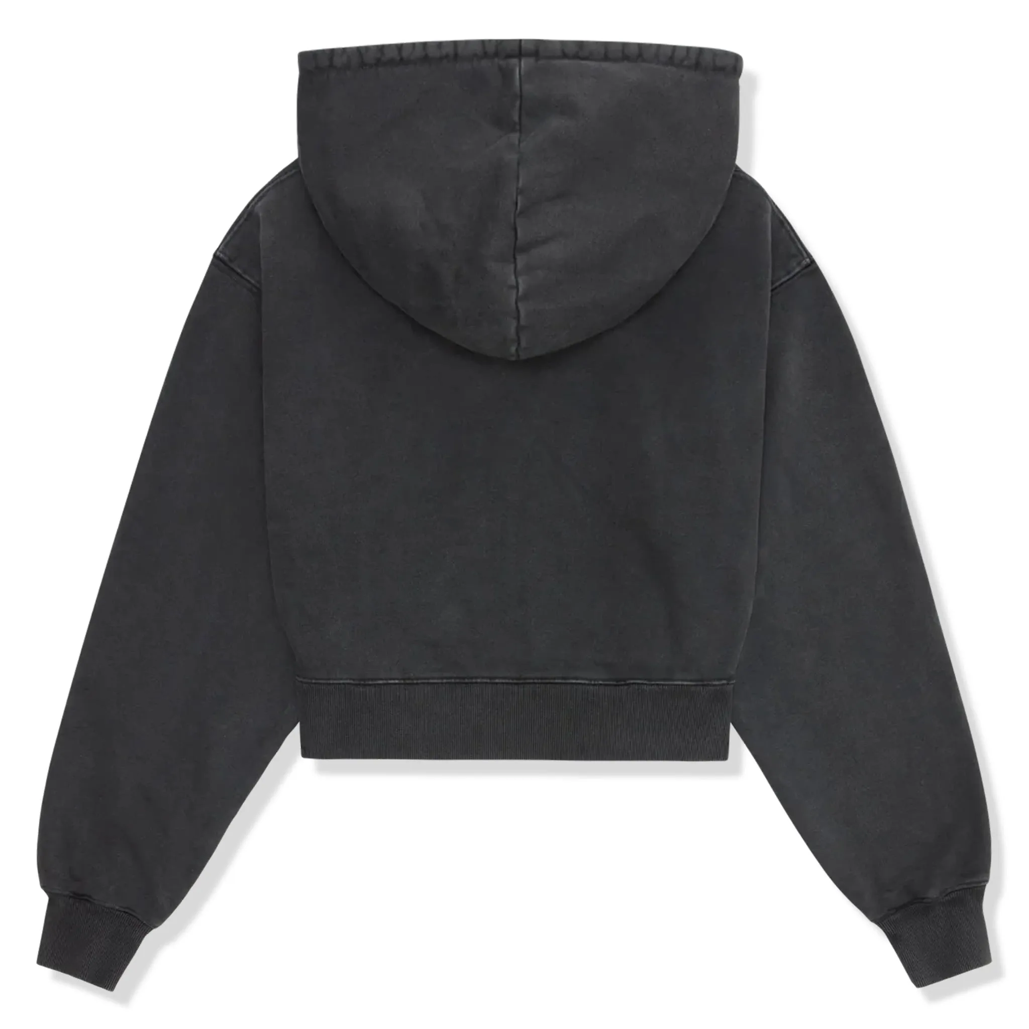 Broken Planet Basics Washed Soot Black Cropped Zip-Up Hoodie