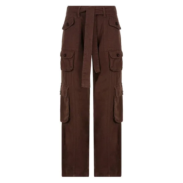 Button Low Waist Women's Cargo and Denim Pants