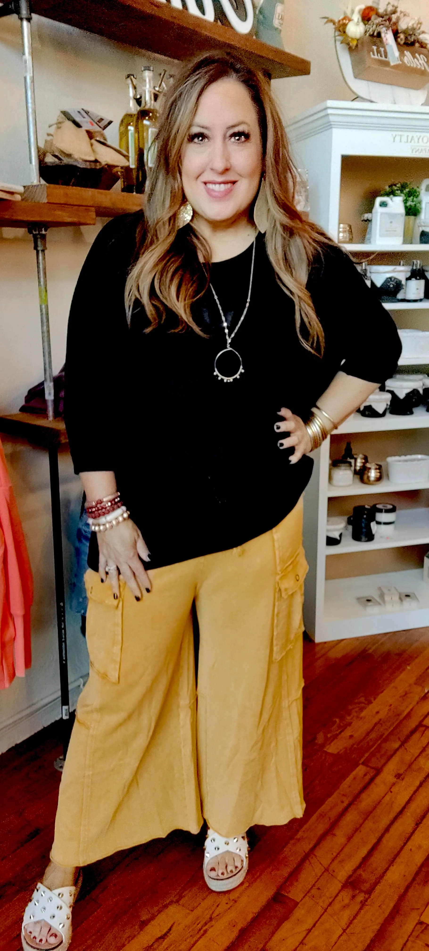 Camel wide leg pants