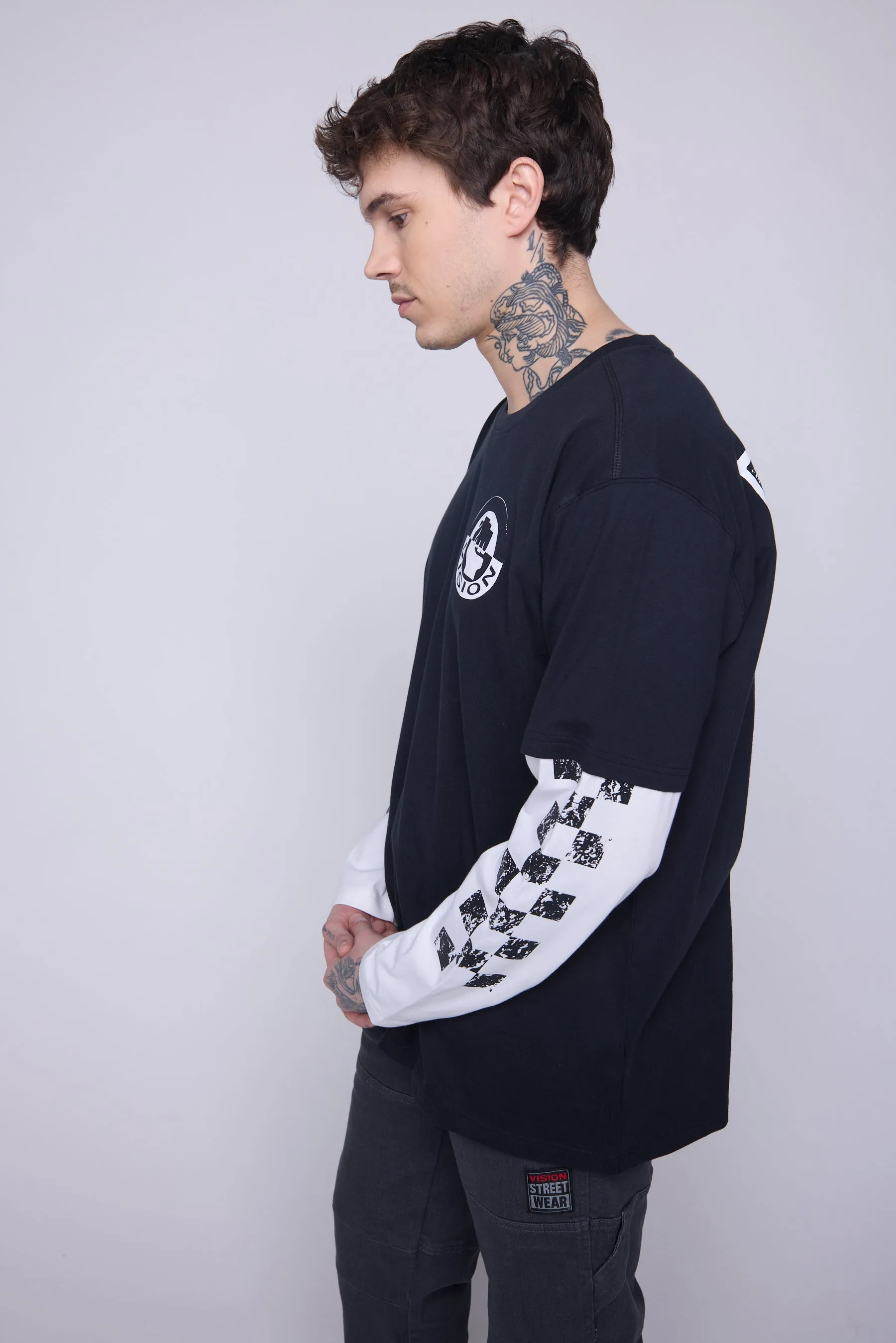 Crew Neck Full Long Sleeve Fooler - Black