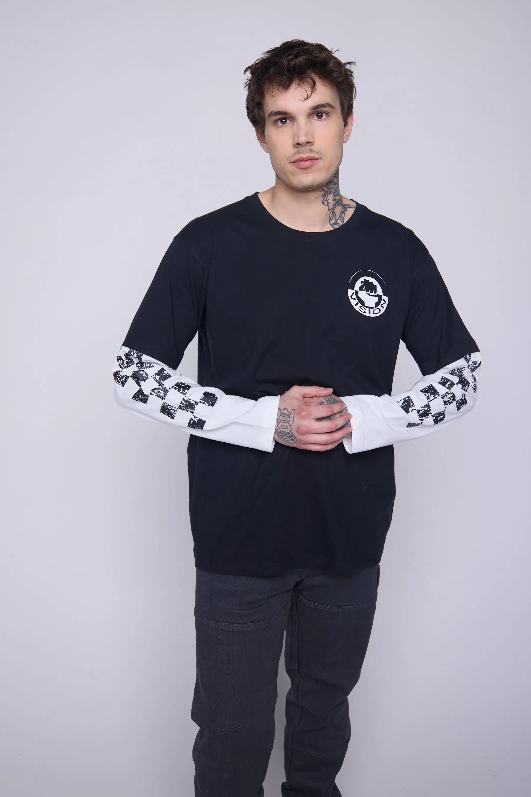 Crew Neck Full Long Sleeve Fooler - Black