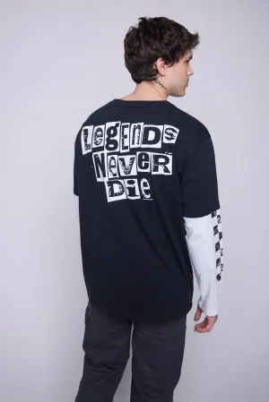 Crew Neck Full Long Sleeve Fooler - Black