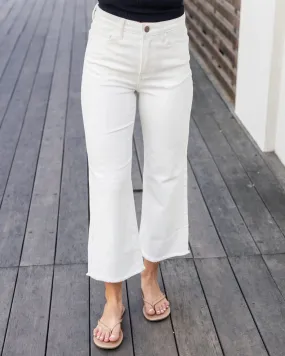 Cropped White Wide Leg Denim by Grace & Lace (Ships in 1-2 Weeks)