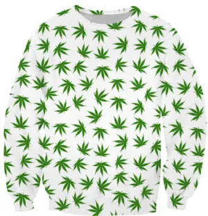 Dank Master Green Leaf Sweatshirt - White