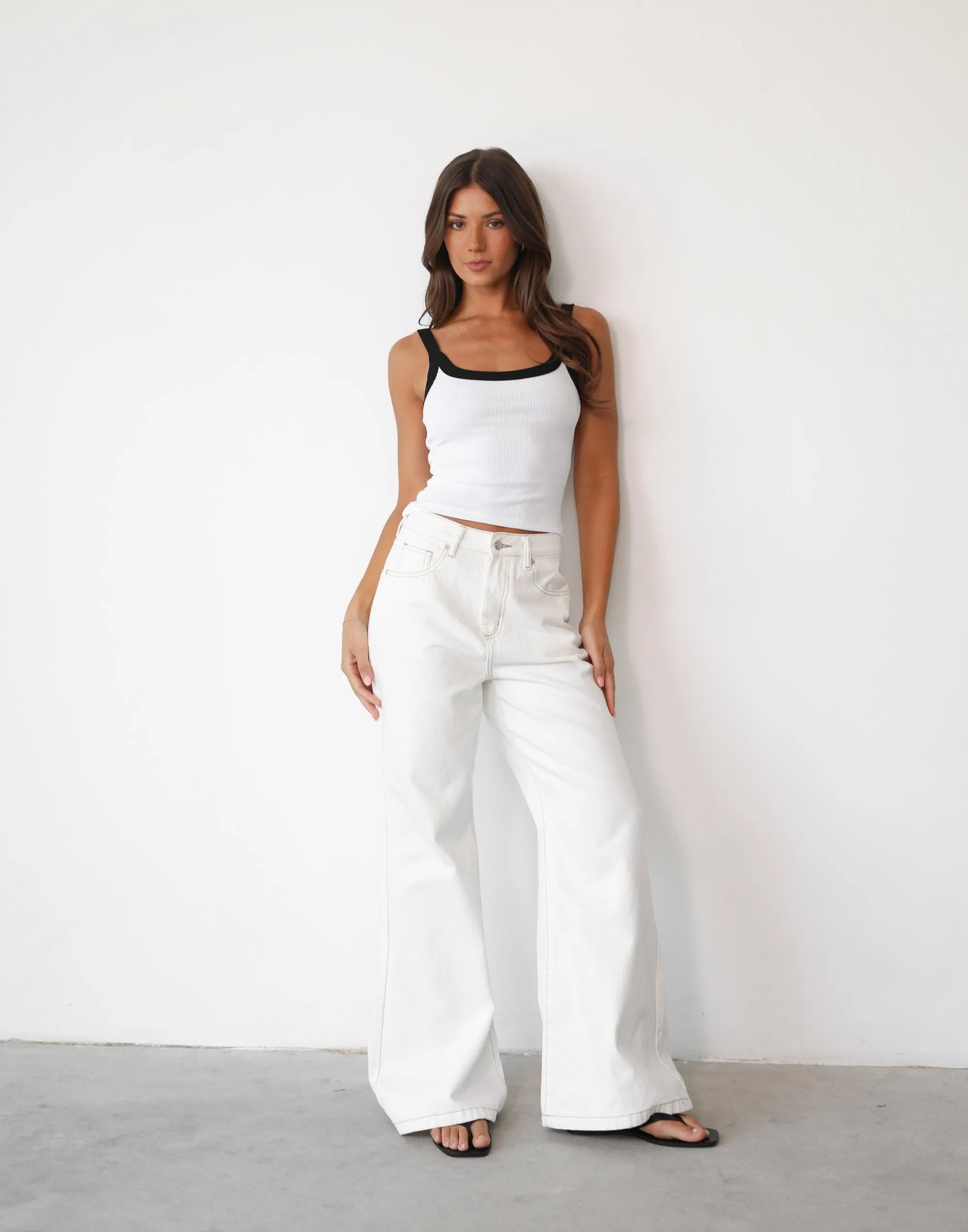 Ethan Wide Leg Jeans (Off White)