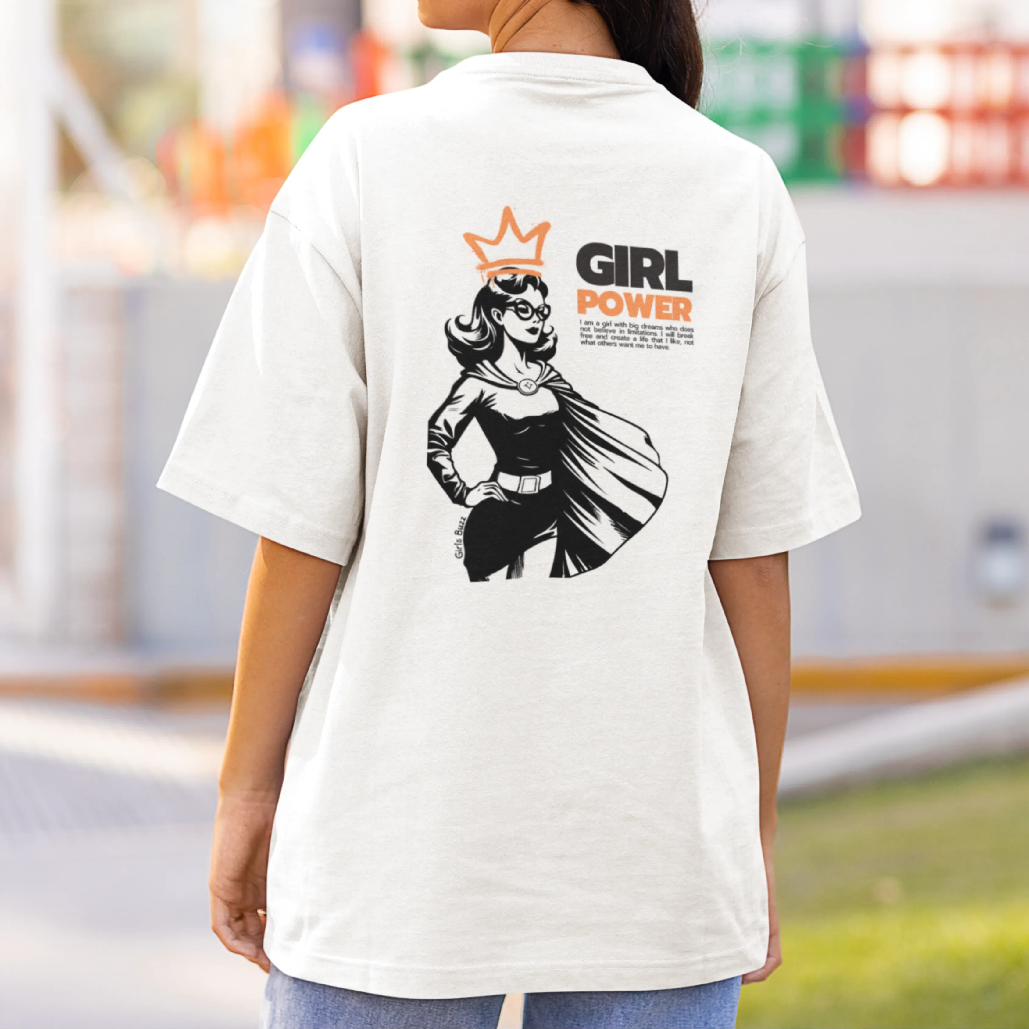 Girl Power Back Printed Oversized Tee