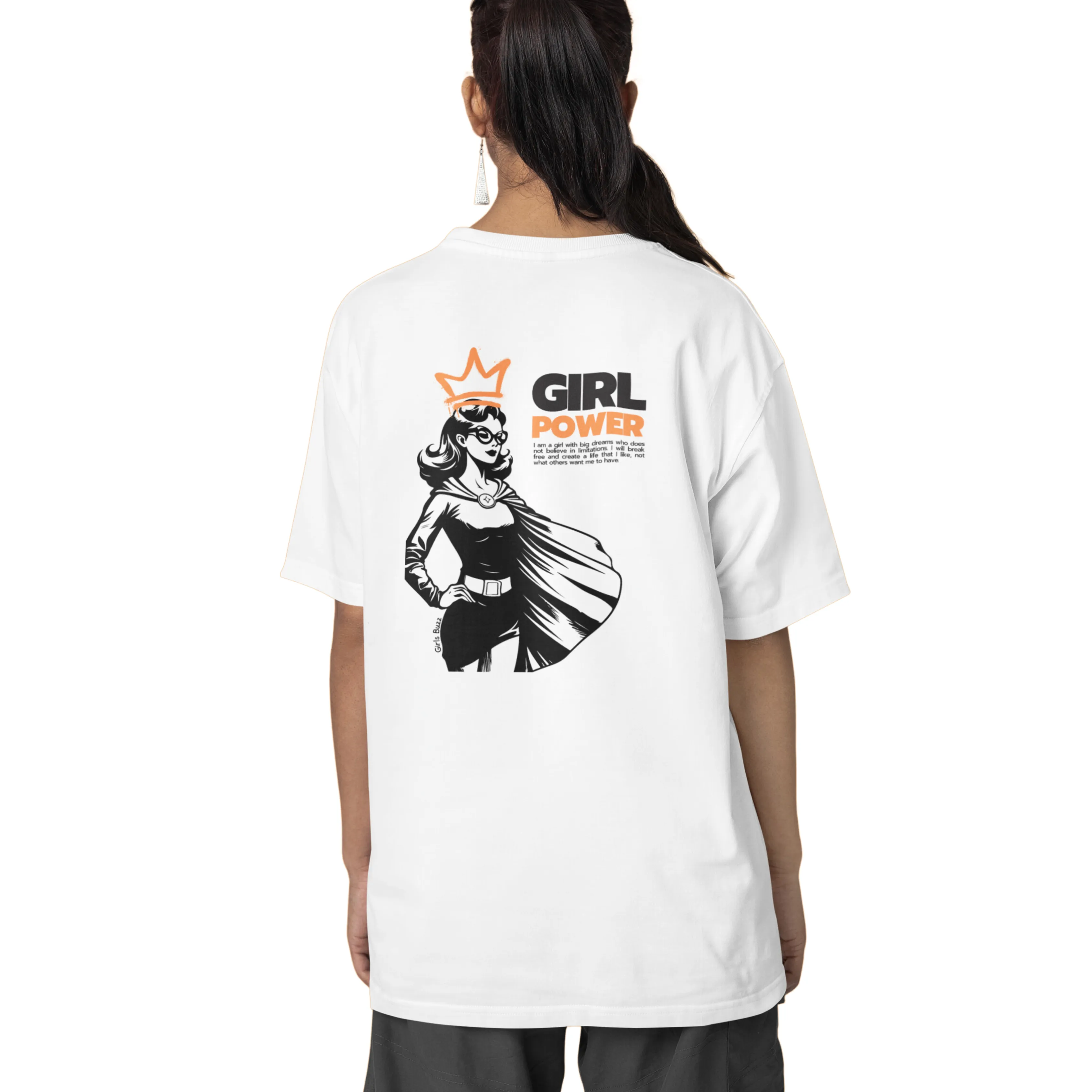 Girl Power Back Printed Oversized Tee