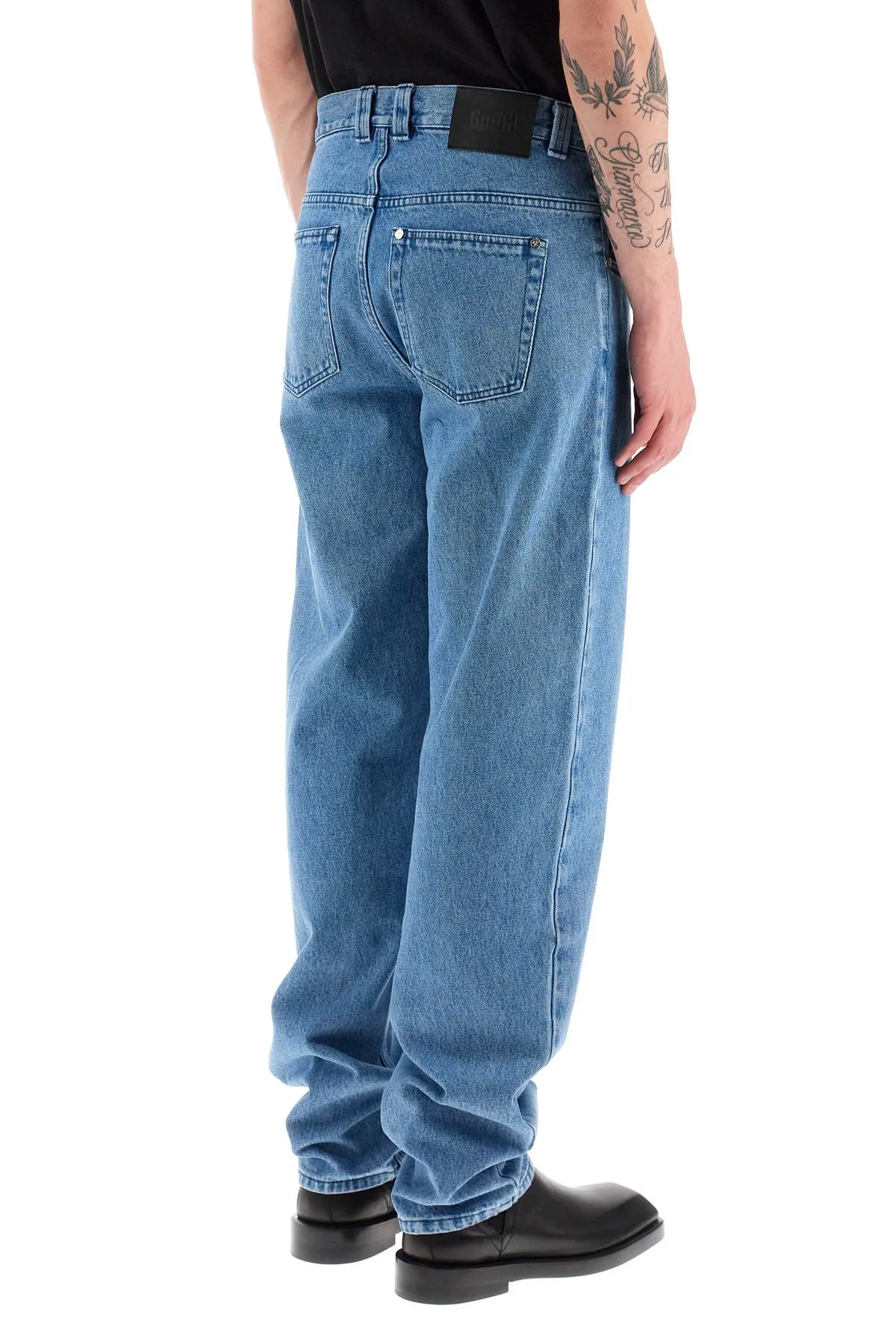 Gmbh 'cyrus' wide leg jeans with double zippers