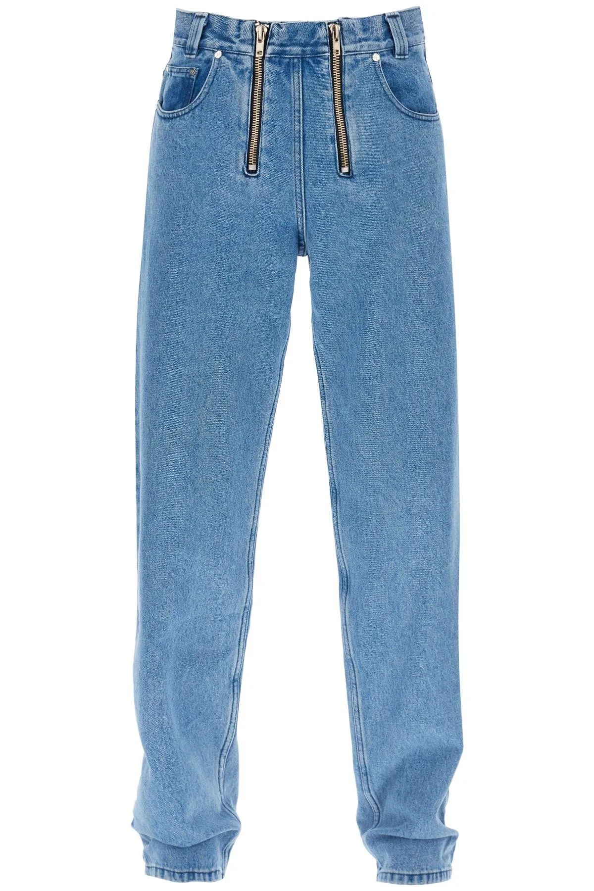 Gmbh 'cyrus' wide leg jeans with double zippers