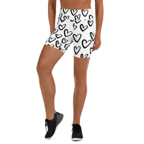 Graffiti Hearts High Waist Yoga Shorts