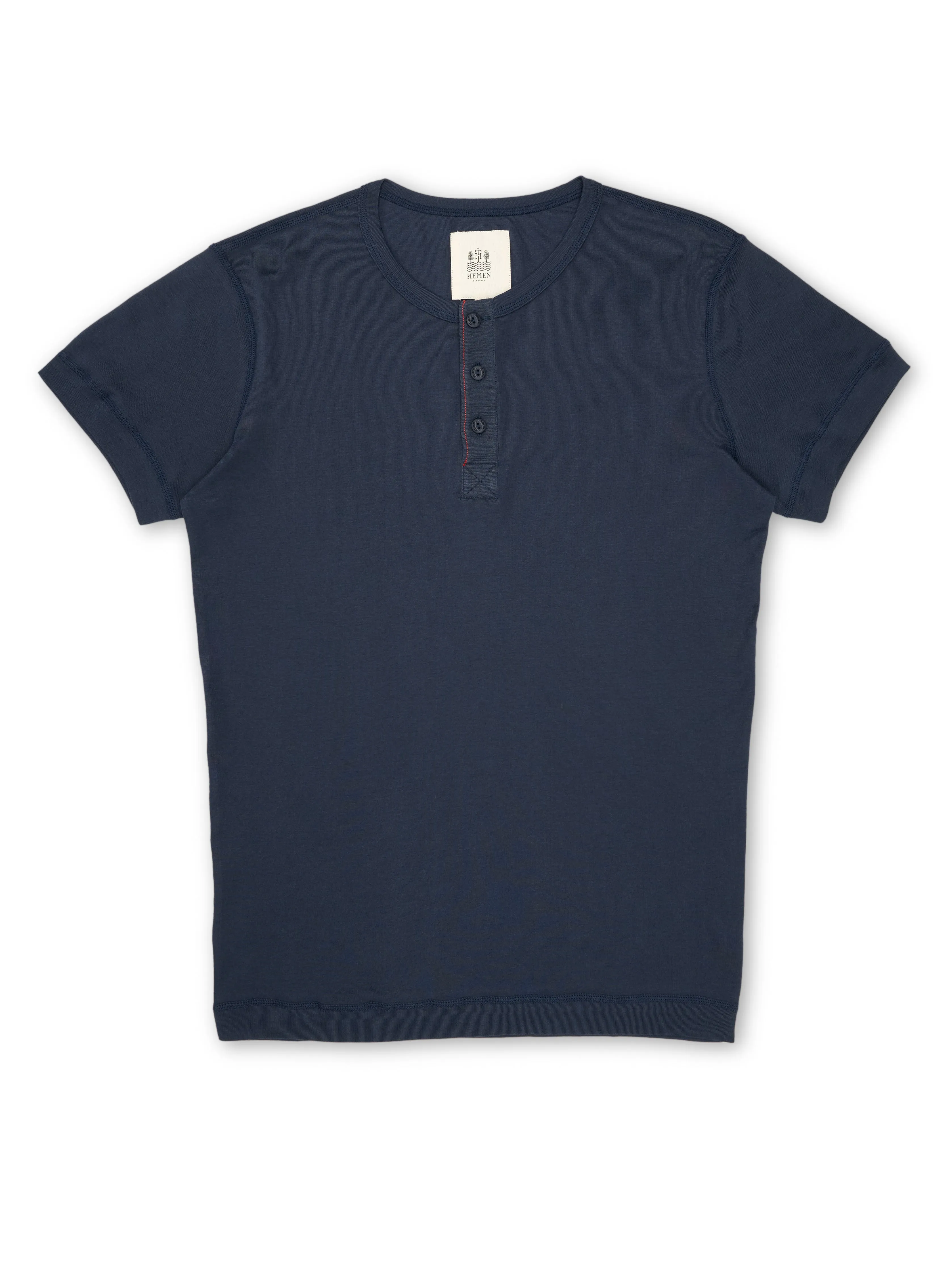 Hemen Henley Luzien Deep Marine Organic Cotton T-Shirt