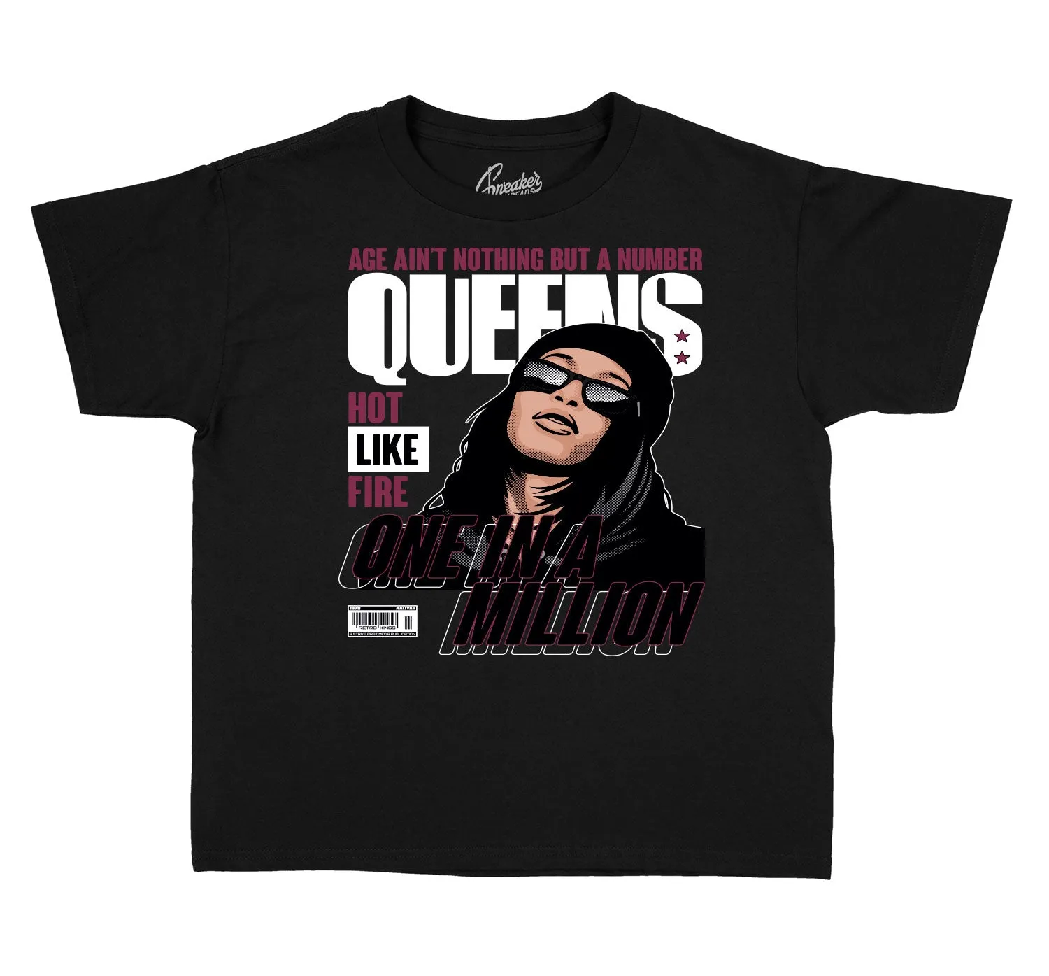 Kids Burgundy 8 Shirt - Queens - Black