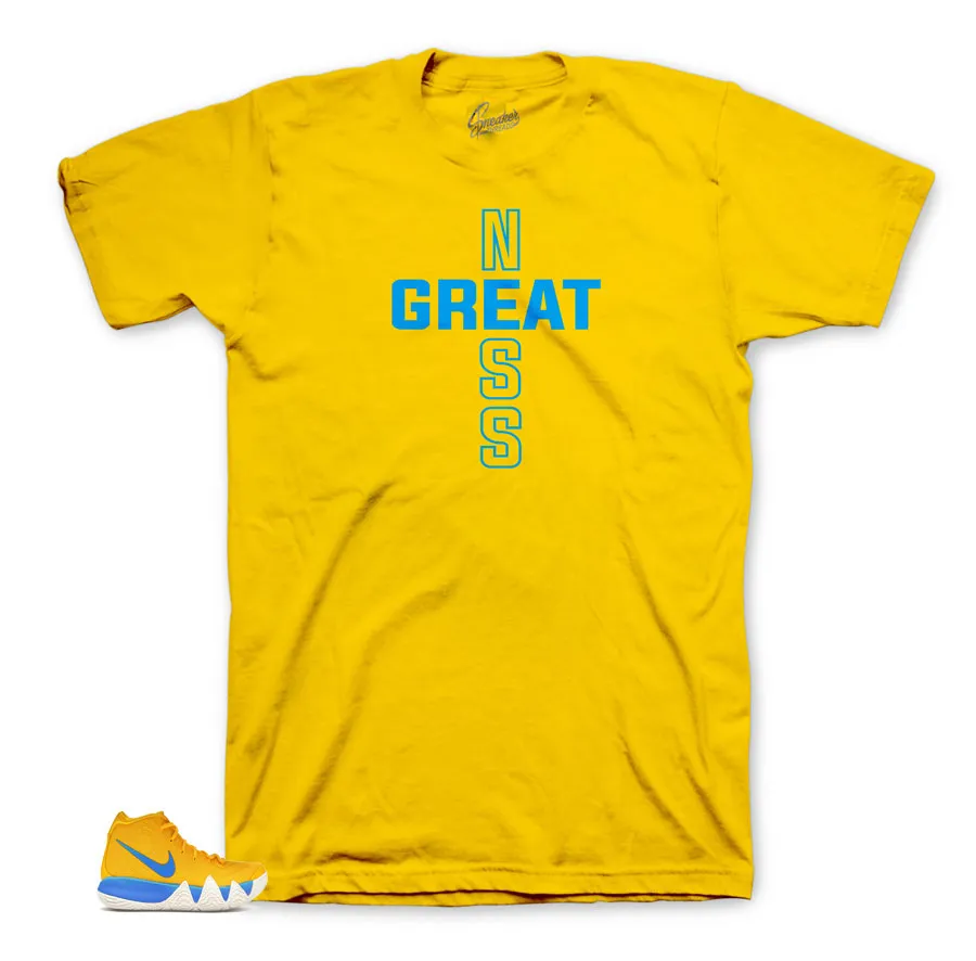 Kyrie 4 Kix Shirt - Greatness Cross - Yellow