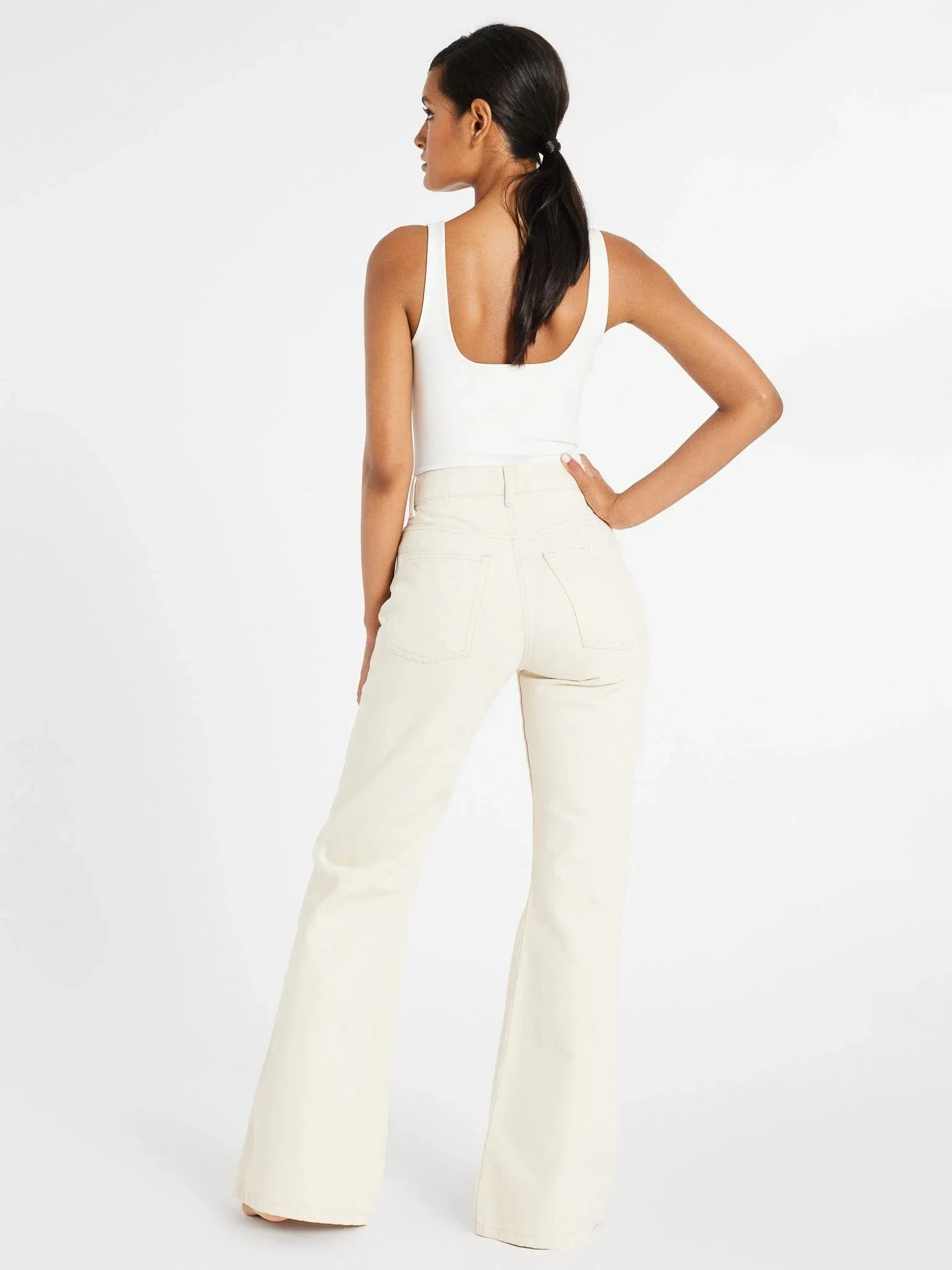 Mille Ashton High Rise Wide Leg Flare Jean in Sand