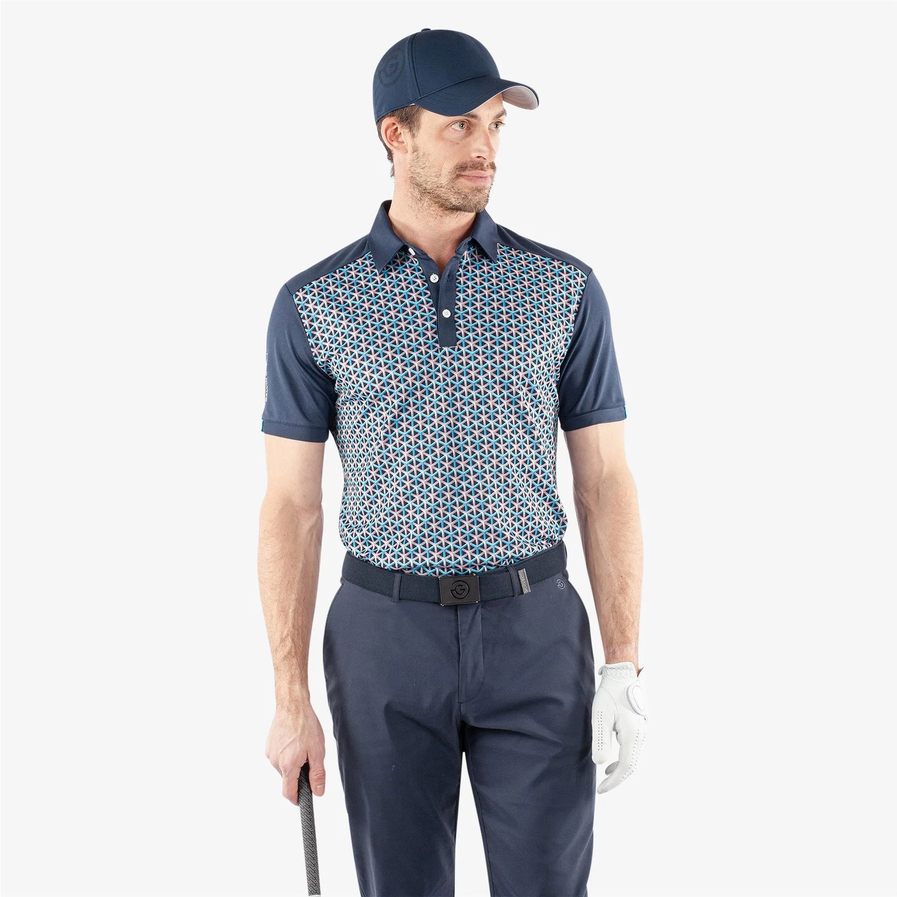 Mio Ventil8  Printed Polo Aqua/Navy - SS24