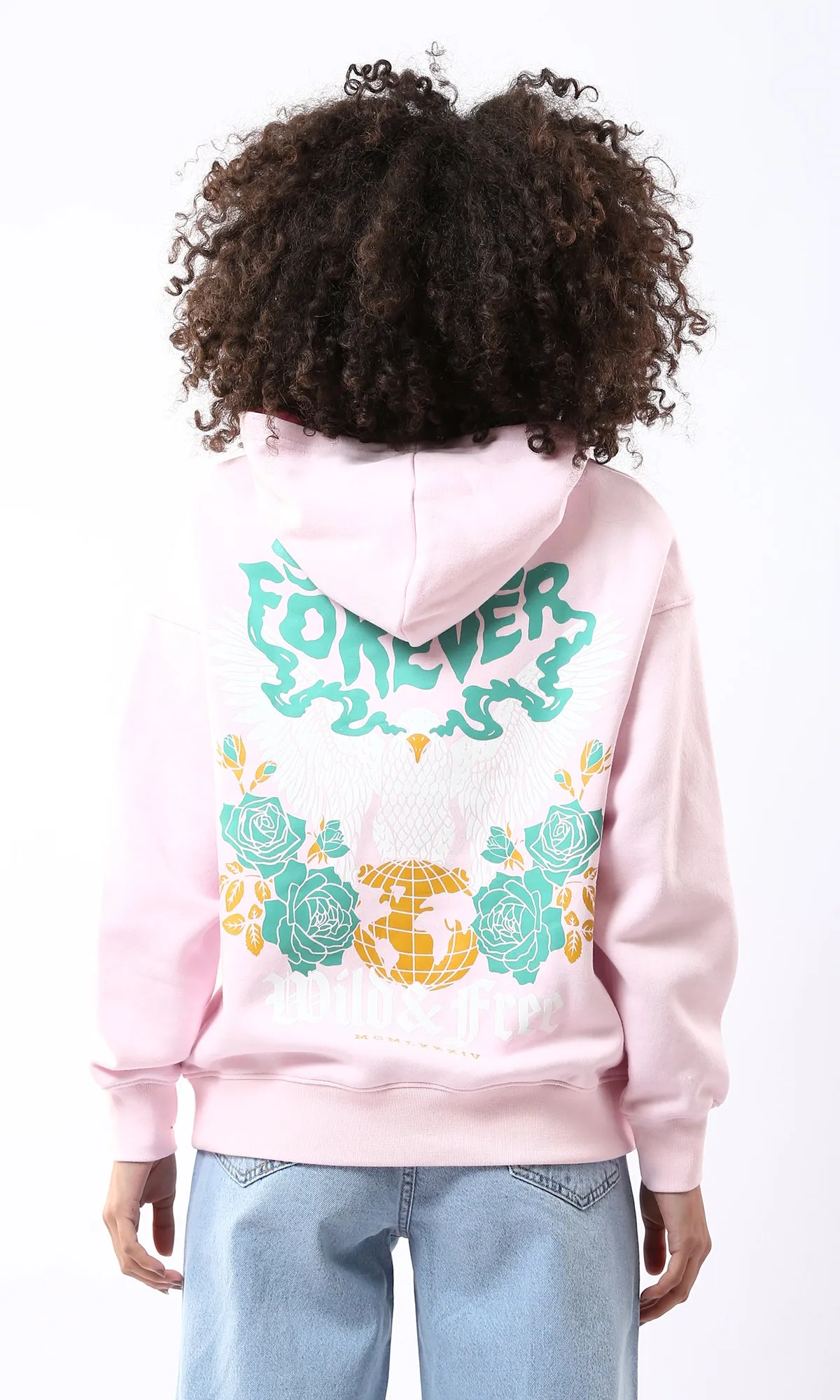 O177975 Wild & Free Slip On Rose Hoodie With Inner Fleece