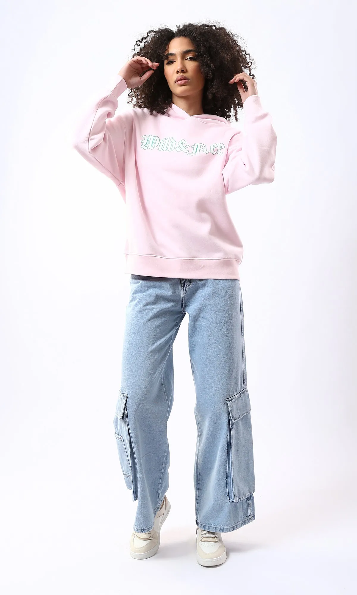 O177975 Wild & Free Slip On Rose Hoodie With Inner Fleece