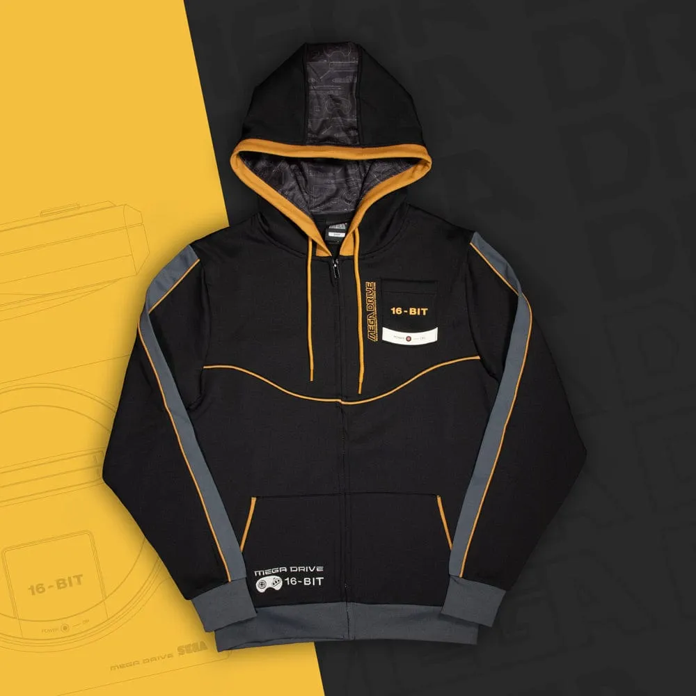 Official Sega Mega Drive 16-Bit Black Unisex Hoodie for Gaming Enthusiasts