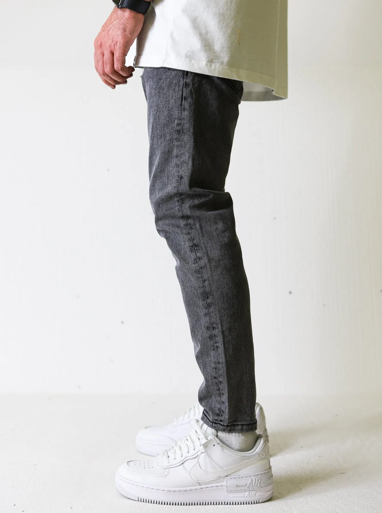 Premium Basic Grey Fade Slim-fit Jeans