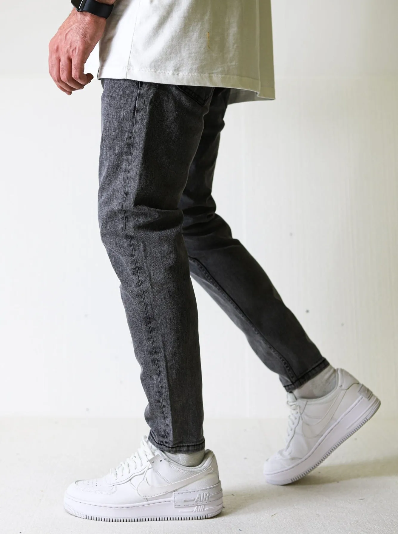 Premium Basic Grey Fade Slim-fit Jeans