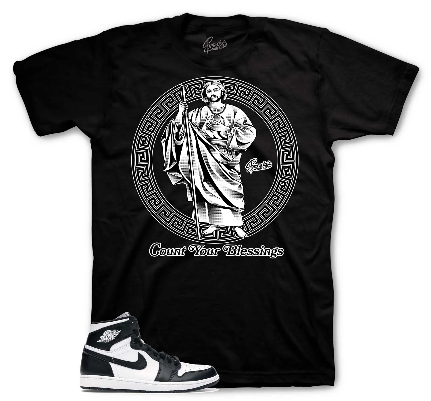 Retro 1 Black And White Shirt - Saint Jude - Black