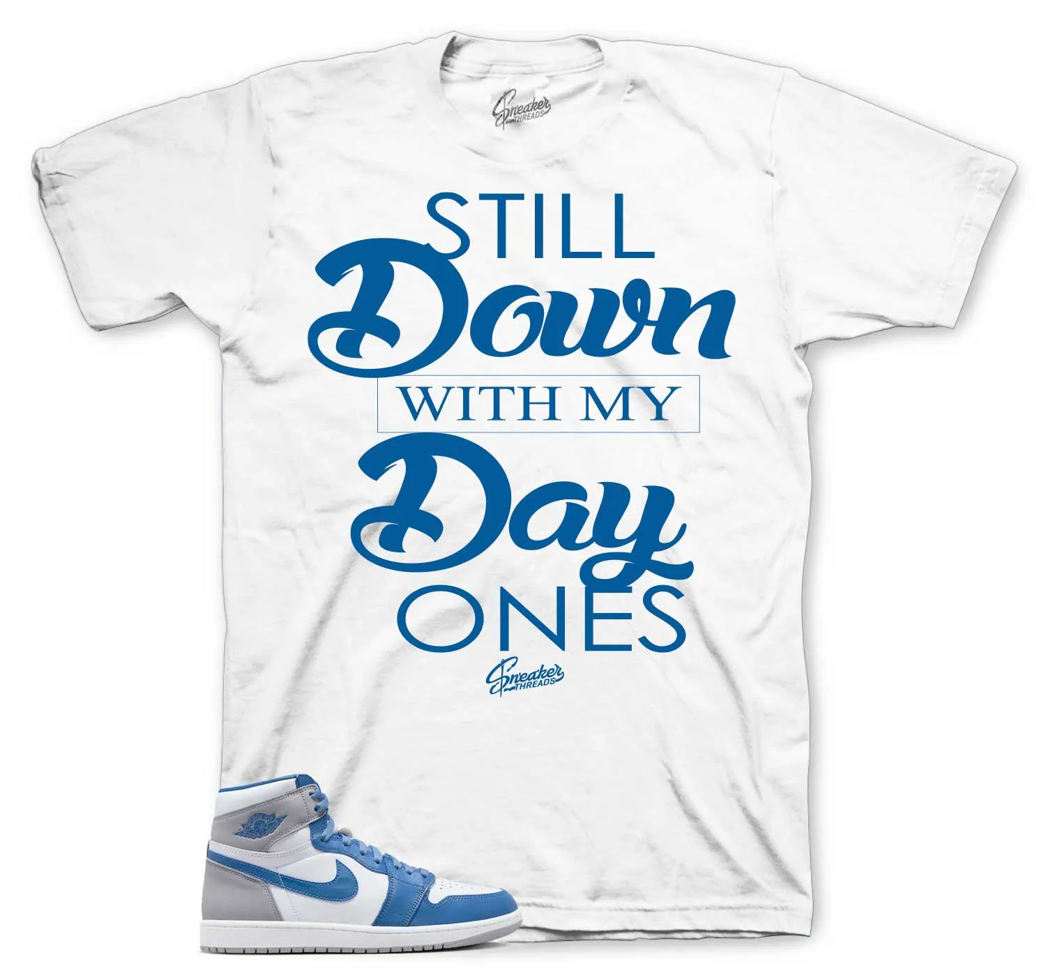 Retro 1 True Blue Shirt - Day Ones - White