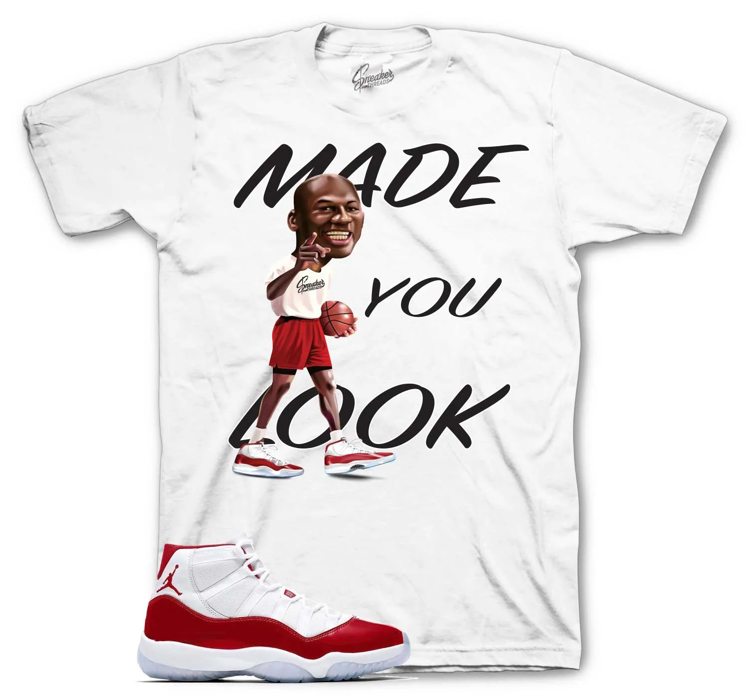 Retro 11 Varsity Red Shirt - Made You Look - white