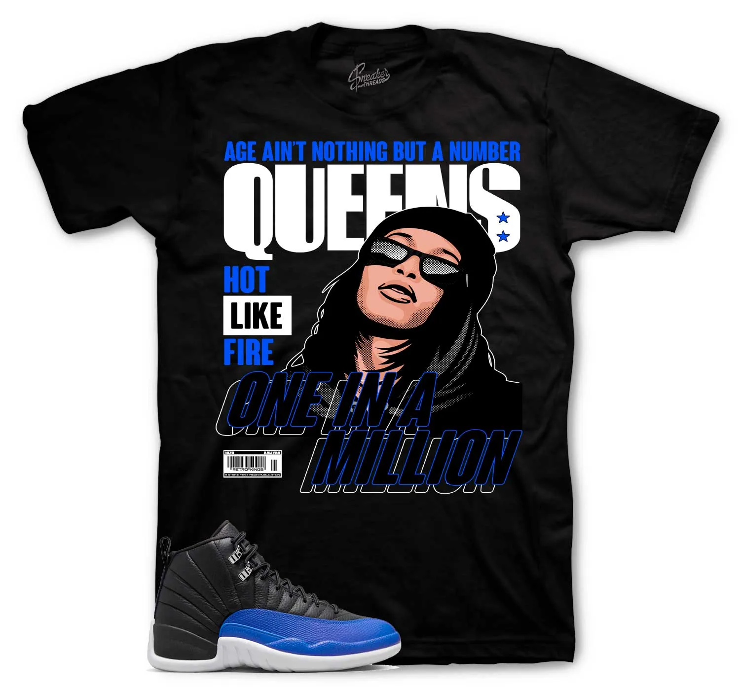 Retro 12 Hyper Royal Shirt - Queens- Black