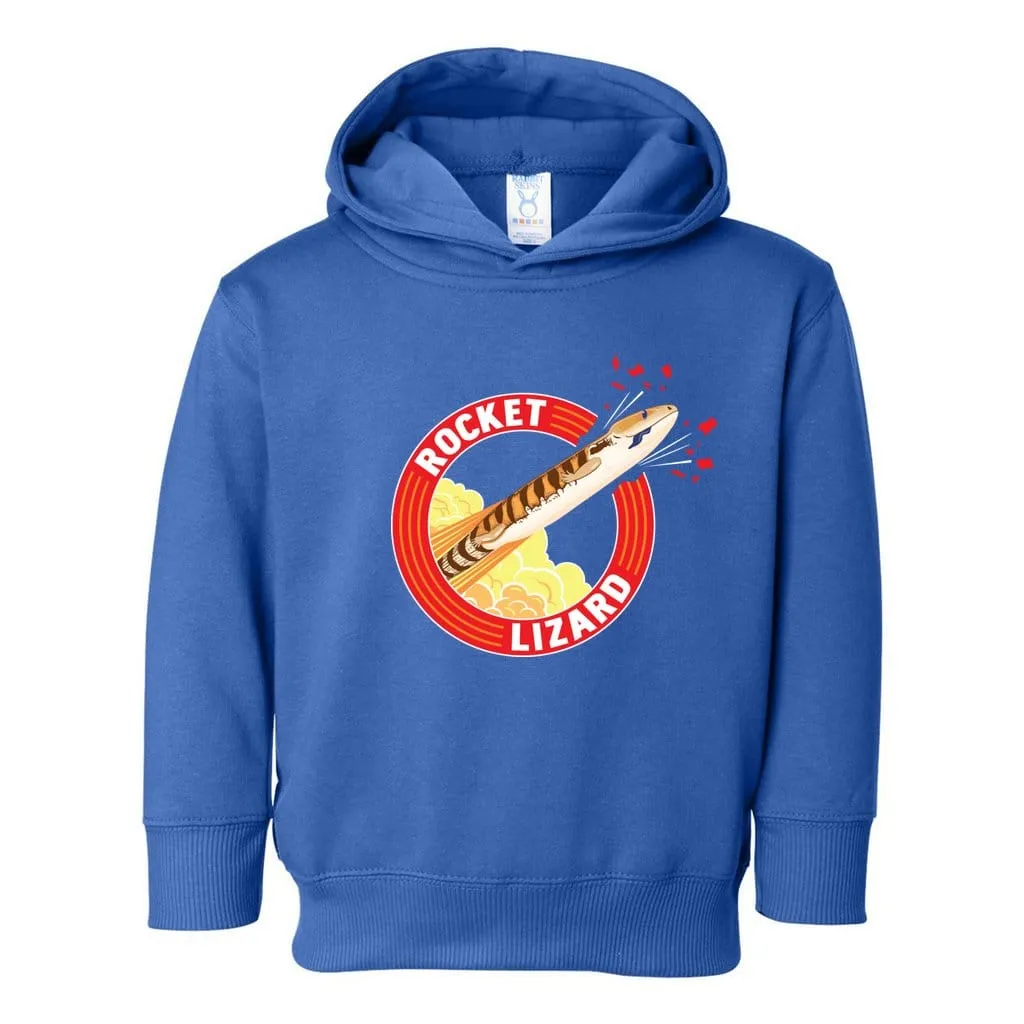 Rocket Lizard Blue Tongue Skink Toddler Pullover Hoodie, Cute Reptile Lizard Kids Top