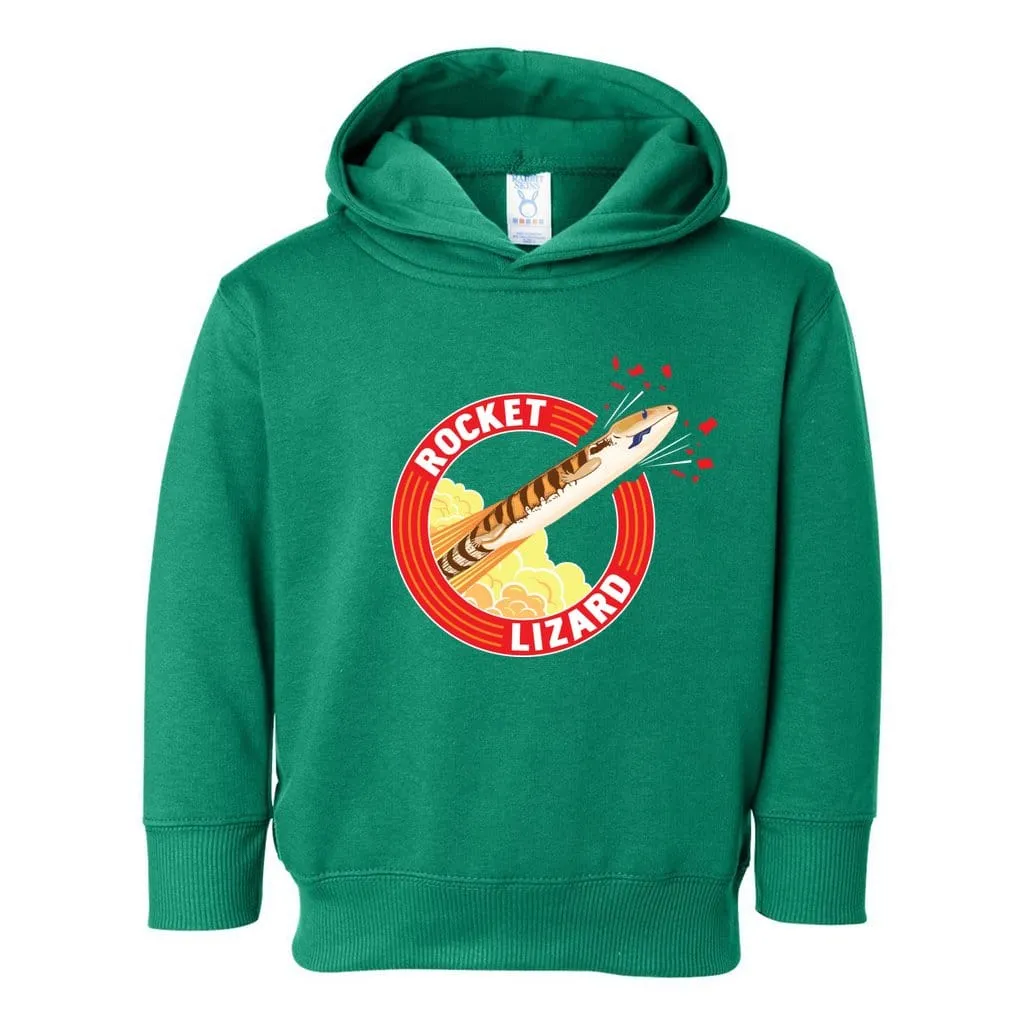 Rocket Lizard Blue Tongue Skink Toddler Pullover Hoodie, Cute Reptile Lizard Kids Top