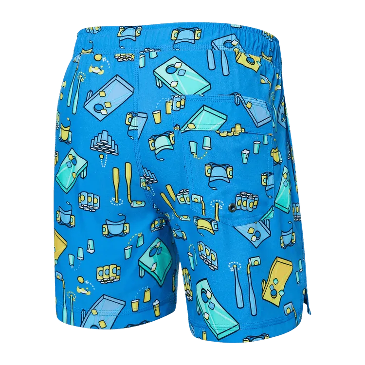 SAXX Men's Oh Buoy Stretch Volley Swim Shorts 5 - Beer Olympics- Racer Blue