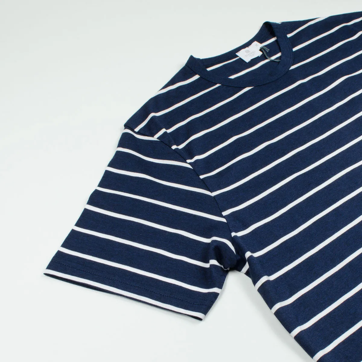 Sunspel - Striped Crew T-shirt - Navy / White Stripes