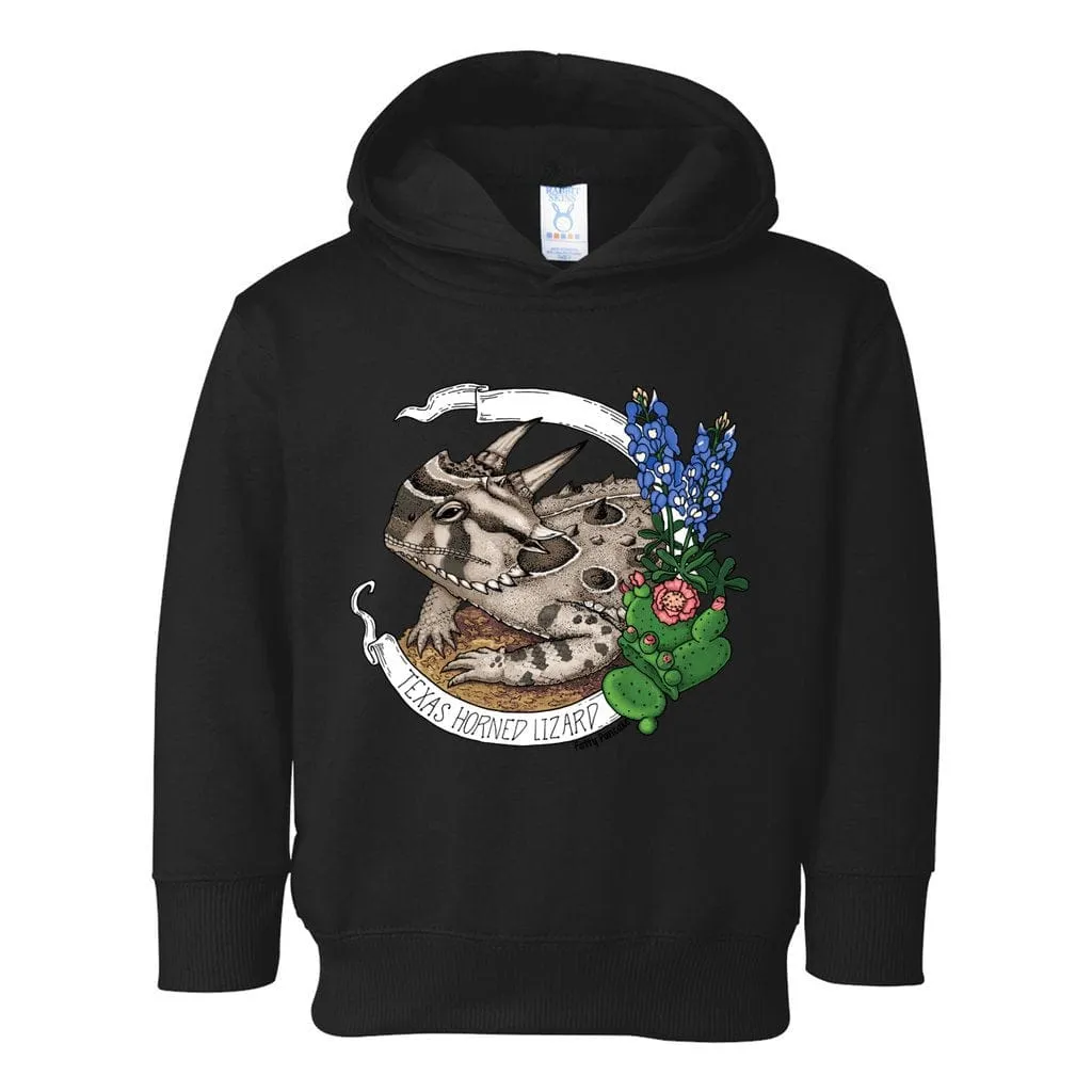 Texas Horned Toad Toddler Pullover Hoodie, Cute Horned Lizard Kids Top